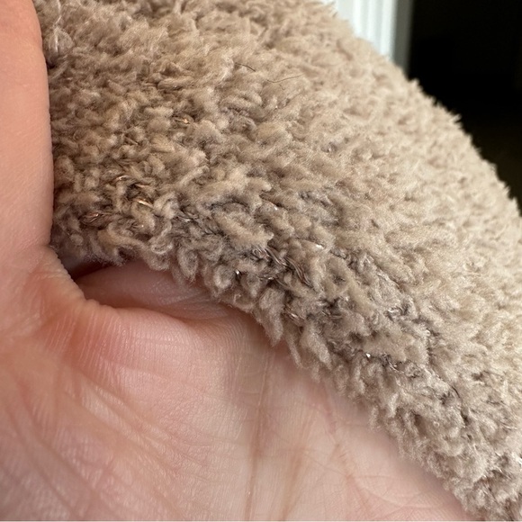 Democracy Tan Metallic Gold Cozy Soft Teddy Button Down Cardigan Medium - Picture 8 of 8